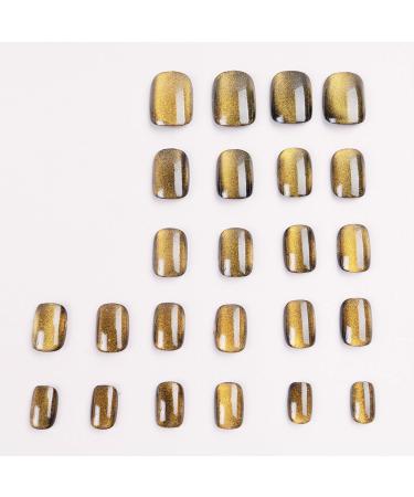 Buy Yellow Glitter Press On Nails - 24pcs Square Full Cover Acrylic Nails with Designs | Glossy Glue On Short Fake Nails for Women - Buy Online on GoSupps.com