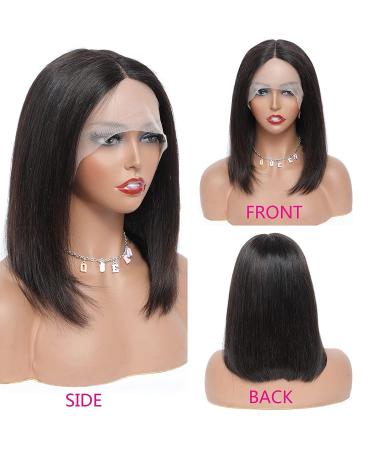 Brazilian Straight Bob Wig Human Hair 12 Inch | Middle Part Short Bob Lace Frontal Wig for Black Women - Natural Color - Pack of 1 - Buy Online on GoSupps.com