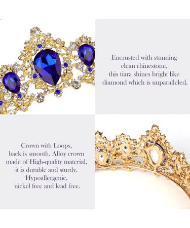 Didder Baroque Vintage Rhinestone Tiara - Blue Royal Crystal Women's Princess Crown - Bridal Hair Accessories for Wedding, Prom, Pageant & More - Buy Online on GoSupps.com