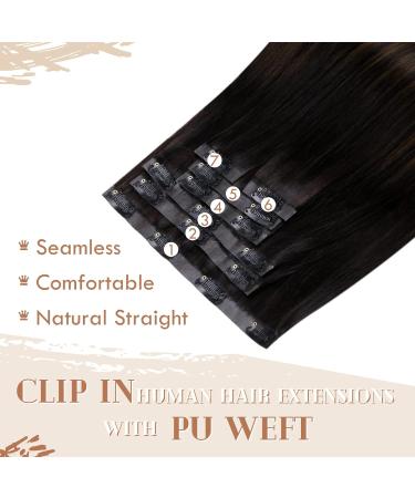 Vivien Clip In Extensions | Real Remy Hair | PU Clip In Brown & Natural Black with Caramel Blonde Highlights | 18 Inch (45cm) | 120g (7PCs) - Buy Online on GoSupps.com