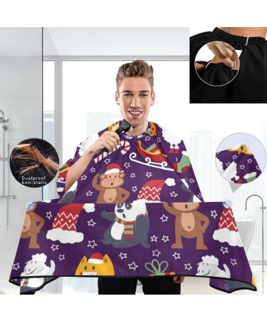 Visesunny Funny Monkey Santa Claus Barber Cape - Water-Resistant Hair Cutting Apron for Stylish Grooming | Anti-Static Polyester Salon Cape - Buy Online on GoSupps.com