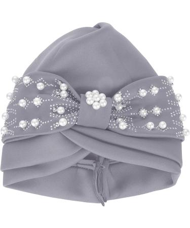 Women's Grey Floral Turban Cap - Bedazzled Slouchy Headwear | One Size - Buy Online on GoSupps.com
