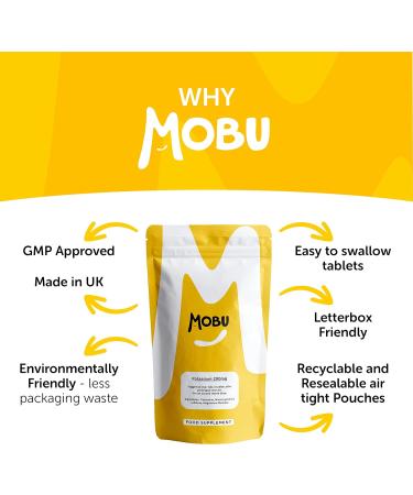 Potassium 200mg Tablets - Supports Healthy Blood Pressure, Muscle & Nervous System - Electrolyte Regulation - Vegan GMP Approved | MOBU UK - Buy Online on GoSupps.com