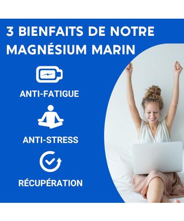 MARINE MAGNESIUM + Vitamin B6 | Up to 300 mg/day | Against fatigue anti-stress muscle recovery | Up to 6 months cure | Food supplement | Made in France - Buy Online on GoSupps.com