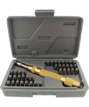 DCT Metal Stamping 37pc Tool Kit - Alphabet, Number, Symbol Stamps with Brass Punch Handle for Embossing and Engraving - Buy Online on GoSupps.com