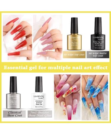 Lavender Violets 42 Piece Gel Nail Polish Set with Fluorescent Finish - UV/LED Soak-Off Formula - Includes Glossy, Matte, Diamond, and Glow in the Dark Top Coats - Full Range Shades - C955 Sunflowers - Buy Online on GoSupps.com