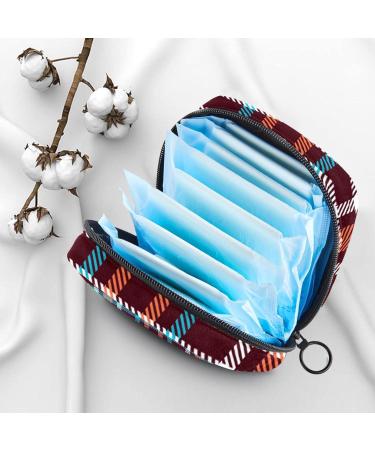 Shop Stylish Women's Binding-Up Bags | Orange Brown & Blue Checkered Tampon Storage with Zip Pockets - Buy Online on GoSupps.com