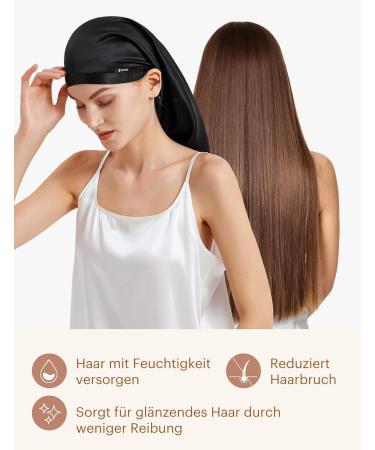Lilysilk 100% Silk Mulberry Hair Hood - 19 Momme Sleeping Cap for Curly Hair - Black Night Hat for Women - Buy Online on GoSupps.com