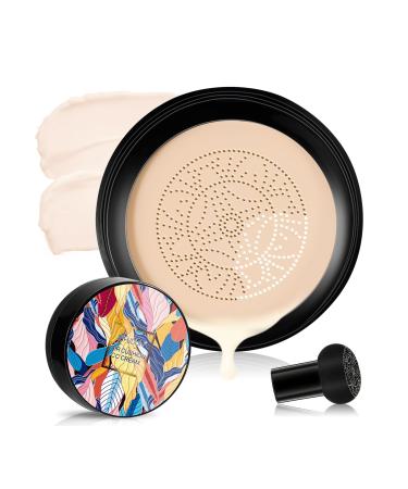 Whalegrass Air Cushion Cc Cream Mushroom Head Air Cushion Cc Cream Moisturizing & Concealer 2 in 1 Makeup Long Lasting Matte Easy to Apply Even Skin Tone Makeup Base Foundation (Ivory White)