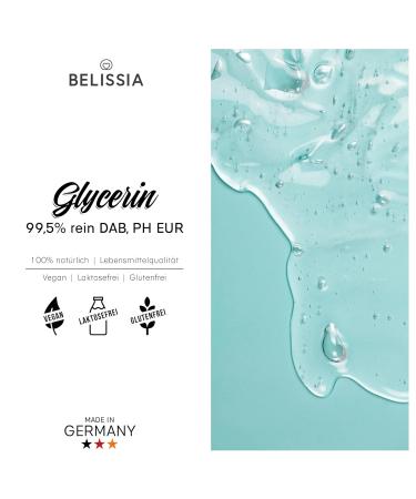 Buy Belissia Glycerin 0.5L - 99.5% Pure Pharmaceutical Quality VG Liquid E422 | 100% Natural Vegan No Additives - Made in Germany - Buy Online on GoSupps.com