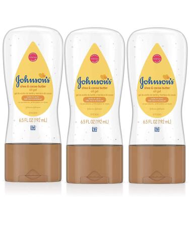 Johnsons Baby Oil Gel Shea & Cocoa Butter 6.5 Ounce (192ml) (3 Pack)