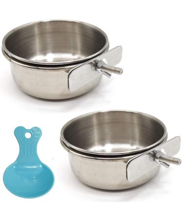 RONYOUNG 2PCS Bird Feeding Dish Cups with Spoon, Parrot Food Bowl Clamp Holder -- Stainless Steel Coop Cup, Bird Cage Water Bowl for Parakeet African Greys Conure Cockatiels Lovebird Budgie Chinchilla - Buy Online on GoSupps.com