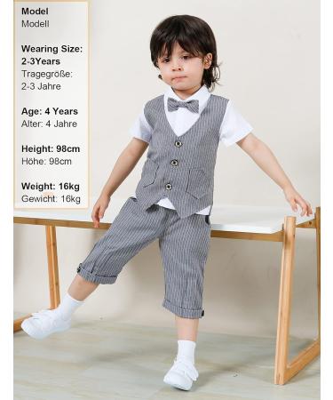 Mint Green Toddler Boys 2-Piece Gentleman Suit Set | Short Sleeve Top with Dark Grey Pants | Ages 0-5 - Buy Online on GoSupps.com