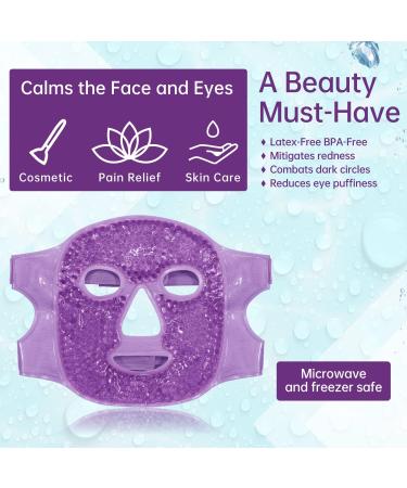 Reusable Ice Face Mask & Gel Eye Mask for Puffiness, Dark Circles, and Headaches - Purple - Buy Online on GoSupps.com