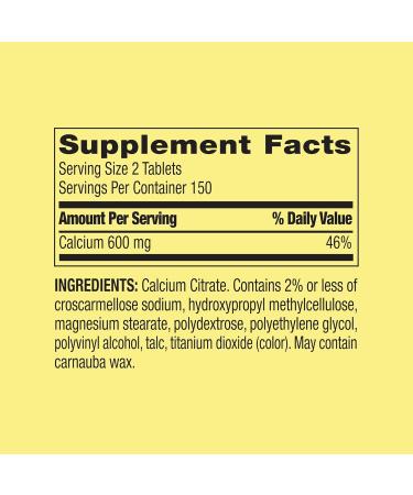 Calcium Citrate 600mg Tablets - Pure Calcium Citrate Supplement 300 Count - Supports Bone Health and Wellness Citrato de Calcio High Absorption Calcium 600 mg - Buy Online on GoSupps.com