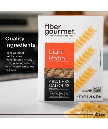 Fiber Gourmet Light Rotini Pasta - Low Calorie & Fiber-Rich - Made in Italy - Non-GMO, Kosher, Vegan - 8 Oz (Pack of 2) - Buy Online on GoSupps.com