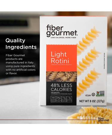 Fiber Gourmet Light Rotini Pasta - 8 Oz (Pack of 6) | Fiber-Rich, Low Calorie, Healthy, Kosher, Vegan Certified, Non-GMO | Made in USA - Buy Online on GoSupps.com