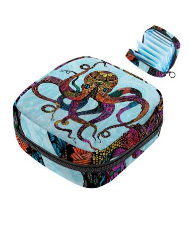 Aesthetic colorful octopus-sanitarian-napkin storage bag large menstrual cup bags with zipper periodic inserts bags storage panty liners tampons for girls and multicolored 07