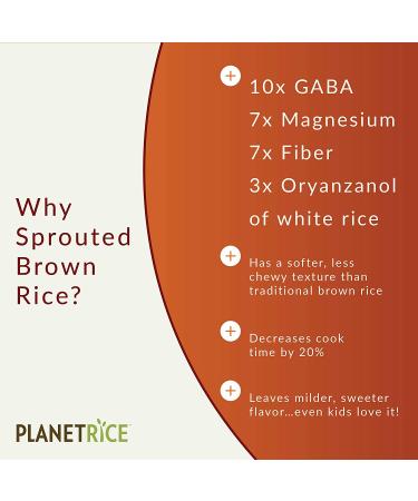 Planet Rice Sprouted Brown Gaba Rice - Gluten-Free, Vegan, Paleo, Non-Allergenic with 64% More Fiber - Soft and Chewy Texture - 22 Ounce (Pack of 6) - Buy Online on GoSupps.com