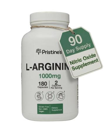 PRISTINE'S L Arginine Supplements for Men & Women - 1000mg Capsules 90 Day Supply Nitric Oxide & Pre Workout Amino Acid Support