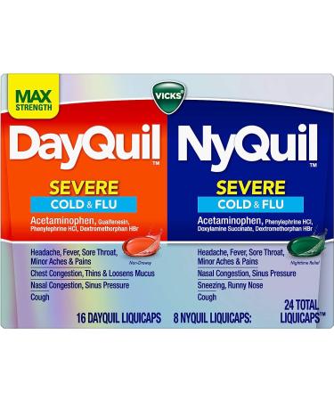 Vicks DayQuil & Nyquil Severe Cold Flu & Congestion Medicine 24 Count