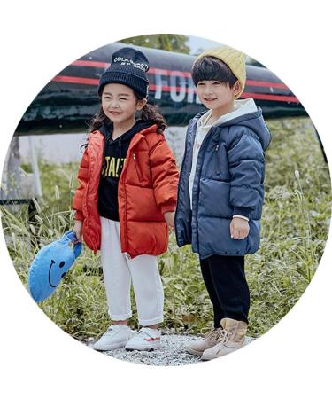 LANBAOSI Kids Winter Long Hooded Puffer Coat | Orange | 3 Years - Buy Online on GoSupps.com