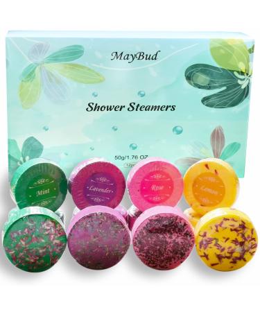 MayBud Shower Steamers Aromatherapy 12 Piece Gift Set Steam Tablets for Shower Natural Botanical Fragrance Skin Moisturizing Bath Bombs Women Relax Gifts