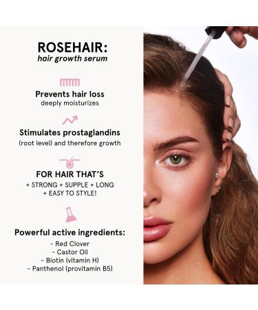 ROSEGOLD ROSEHAIR Natural Hair Growth Serum 96% Natural - Hair Growth Serum for Longer Stronger and Beautiful Hair - Made in France - Vegan - Hormone-Free - 1 Month - Buy Online on GoSupps.com