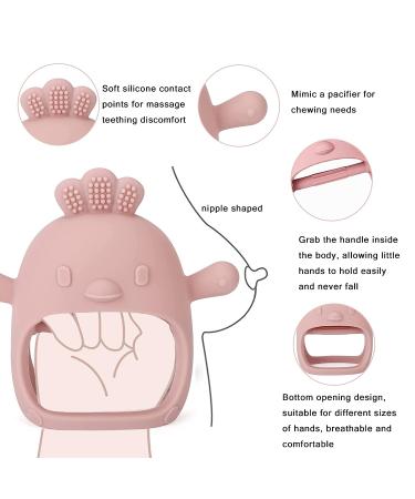 EXGOX Silicone Teether Mitten - Pink 3D Shape Teething Toy for Babies Over 12 Months - Buy Online on GoSupps.com