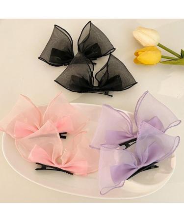 Muloo Cute Bowknot Shape Hairpins Hot Girls Glitter Bowknot Hair Clip Spring Summer Hair Clip for Woman Ponytail Hair Clip Blue - Buy Online on GoSupps.com