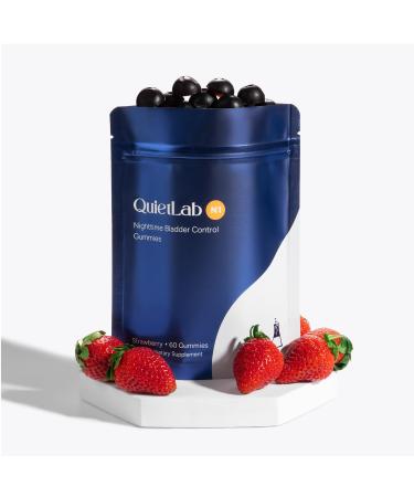 QuietLab N1 Nighttime Bladder Support Gummies - Helps Reduce Nighttime Bathroom Trips for Men & Women - Pumpkin Seed, D-Mannose, Ashwagandha for Sleep & Bladder Control - Strawberry Flavor (60 Count)