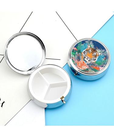 Travel Pill Box - 3 Compartment Tropical Tiger Print | Portable Medicine Organizer for Purse & Pocket - Buy Online on GoSupps.com