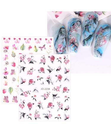 JMEOWIO Spring Flower Nail Art Stickers - 12 Sheets Self-Adhesive Decals for Unique Nail Designs | Nail Supplies Decoration Accessories - Buy Online on GoSupps.com