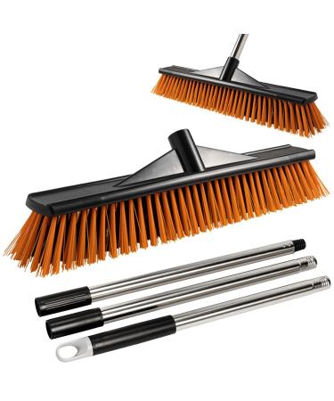 Stiff Bristle Shower Scrubber | Indoor Outdoor Bristle Broom Outdoor Sweeping Brush for Portable Outdoor Sweeping Floor Scrub Brush Grout Brush for Garages Decks Skoulazeo 50cm