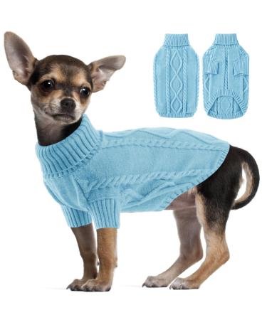Alagirls thick breathable fleece dog sweater cat clothing soft knitting sweater for cat chihuahua dackel winter warm pet outfit clothing lightblue xxl xxl light blue