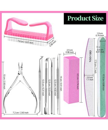 FANDAMEI Nail Files Set with Cuticle Remover and Manicure Tools - 12 Pcs Buffer Blocks for Natural Nails Pink - Buy Online on GoSupps.com