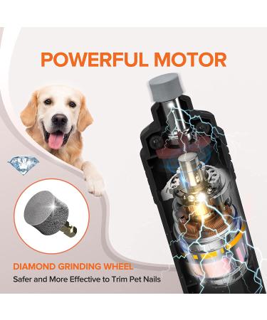 Wnoke Dog Nail Grinder Set for Small, Medium, and Large Dogs | Low-Noise Pet Nail Trimmer with LED Light and Clippers | Rechargeable Cordless Design | Black - Buy Online on GoSupps.com