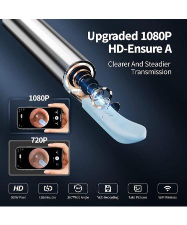 Ear Wax Removal Kit with 1080P Camera - 8 Pcs Ear Cleaner Set for iPhone Android - Black - Buy Online on GoSupps.com