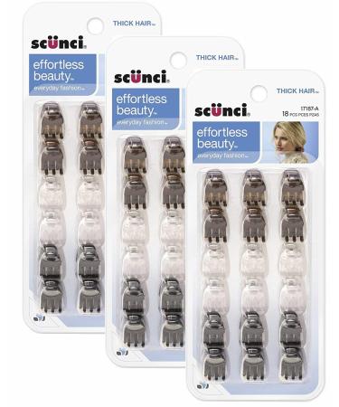 Scunci 1718703a048 Mini Thick Hair Jaw Clips 18 Count (Pack of 3)