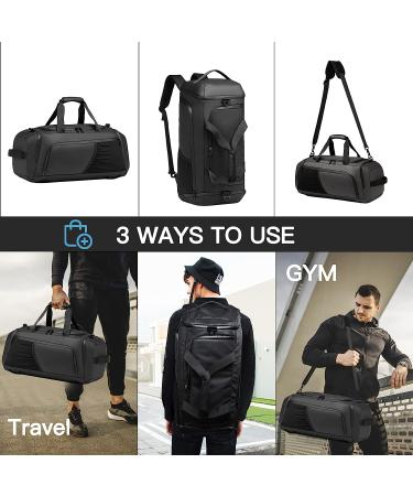 Waterproof Gym Duffle Bag for Men and Women - Black Sports Travel Weekender with Shoe Compartment - Buy Online on GoSupps.com