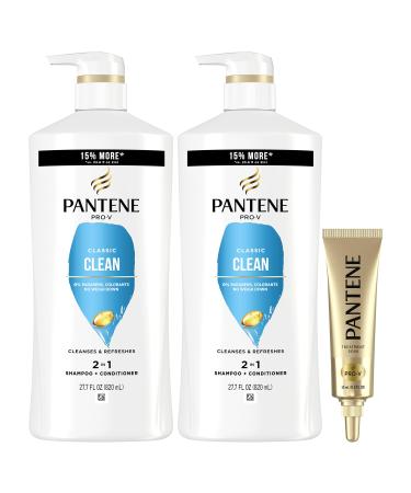 Pantene 2-in-1 Shampoo and Conditioner Twin Pack with Hair Treatment Set, Classic Clean, 1 Set NEW Version
