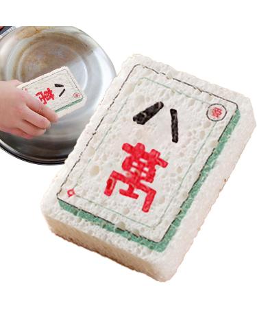 Kitchen Sponges | Mahjong Design Dishes Sponge - Long-Lasting Wood Pulp Fiber Scrubber Sponge Kitchen Dish Bowl Cleaning Sponge for Dining Rooms Canteens Money money Eighty Thousand - Buy Online on GoSupps.com