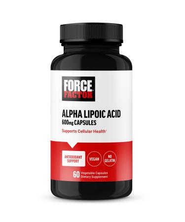 FORCE FACTOR Alpha Lipoic Acid 600mg Capsules Antioxidants Supplement ALA Supplement for Cardiovascular Support and Cellular Health Vegan No Gelatin 60 Vegetable Capsules
