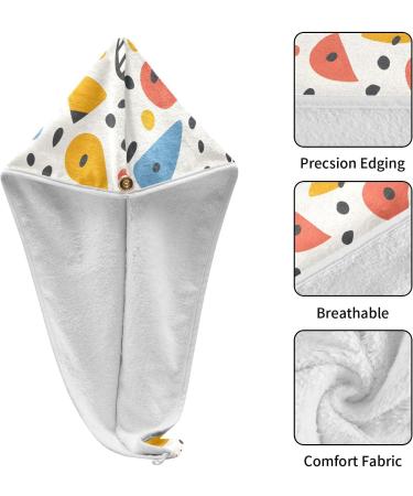 Colorful Geometric Hair Towel 2 Pack - Super Absorbent Quick Dry Turbans for Women & Girls - Buy Online on GoSupps.com