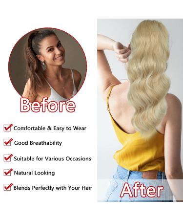 50cm Blonde Ponytail Extension - Long Curls with Clamp - Realistic Synthetic Hair Braid 613# - Buy Online on GoSupps.com