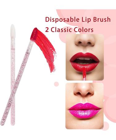 200 Pack Disposable Lip Brush Premium Glitter Crystal Stem Lip Brush Stick Lipstick Brush Stick Lip Gloss Stick Eye Shadow Brush Applicator Tool for Women Girls (Pink+Purple) (200pcs Pink+Purple) - Buy Online on GoSupps.com