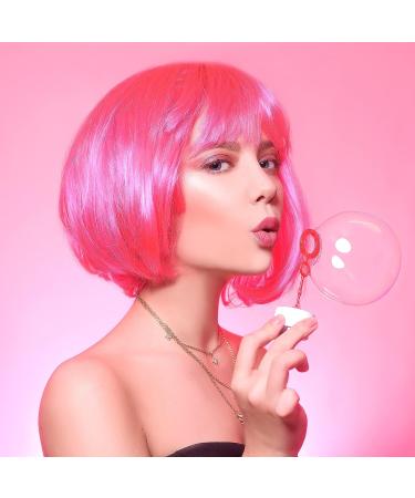 MIAHART 6 Pcs Neon Colored Short Bob Wig & Sunglasses Set for Bachelorette & Halloween Parties - Buy Online on GoSupps.com