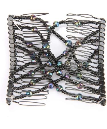 BORDSTRACT Magic Hair Comb Elastic Beaded Double Comb Hair Clip for Long Lasting Updo Popular Hairstyles (Black) Random - Buy Online on GoSupps.com