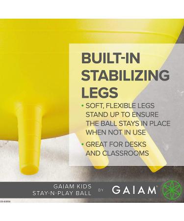 Gaiam Kids Stay-N-Play Balance Ball Chair - Blue 52cm | Active Classroom Desk Seating with Stability Legs | Includes Air Pump | Flexible School Chair - Buy Online on GoSupps.com