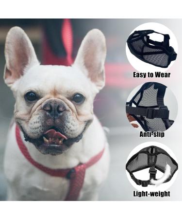 Short Snout Dog Muzzle French Bulldog Muzzle Frenchie Muzzle Short Billed Dogs Muzzle Anti Bitting Chewing Barking with Adjustable Breathe Mesh Overhead Strap for Flat Faced Dog - Buy Online on GoSupps.com